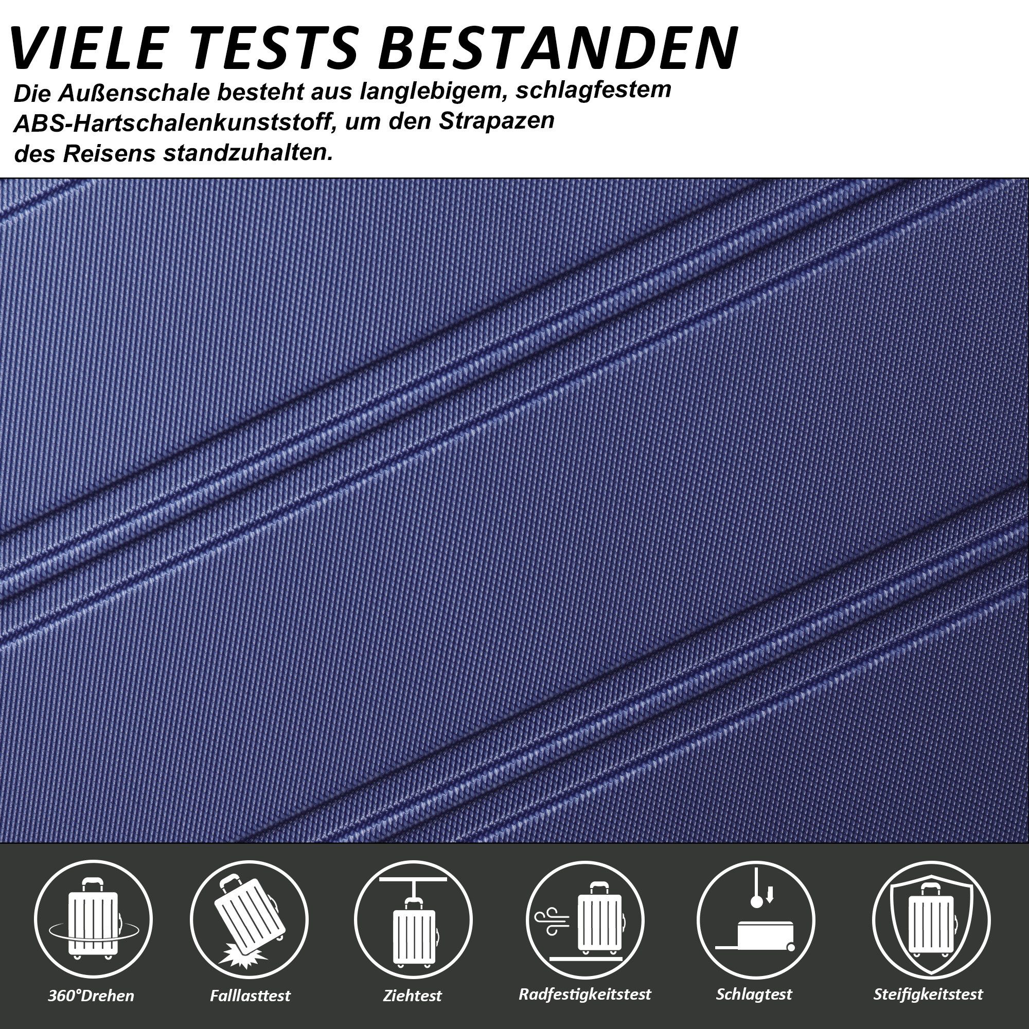 TAN.TOMI Kofferset 3-Tlg ABS Kofferset Rollkoffer Reisekoffer Handgepäckkoffer, 4 Rollen, Leichter Robuster Rollkoffer 360° 4 Rollen und Zahlenschloss