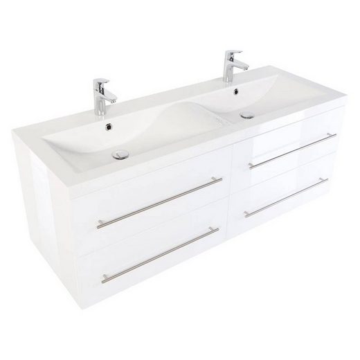 Lomadox Doppelwaschtisch »KYRIA XL«, mit Unterschrank Hochglanz weiß