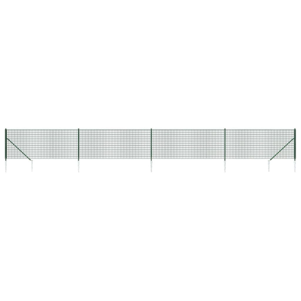 vidaXL Gartenzaun Maschendrahtzaun mit Bodenhülsen Grün 0,8x10 m, (1St)