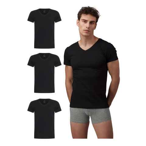 Burnell & Son Unterziehshirt Unterhemd T-Shirt mit Kurzarm V-Ausschnitt für Herren aus Baumwolle (3-St., 3er-Pack)