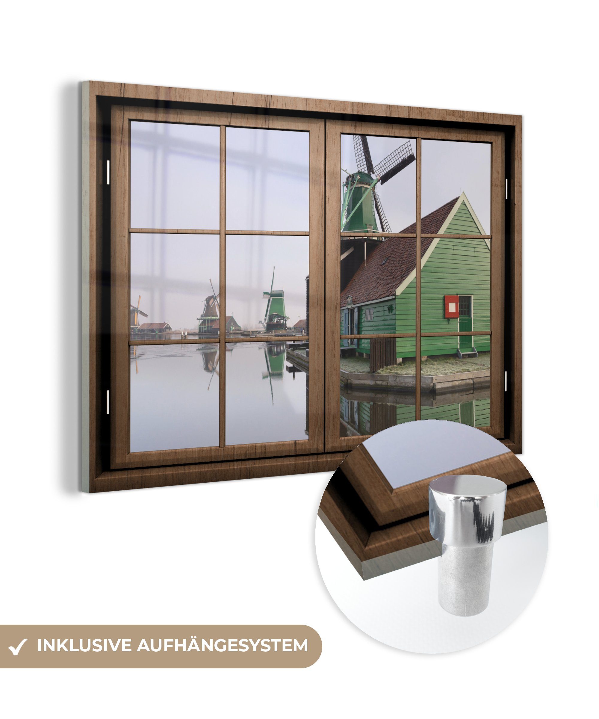 MuchoWow Acrylglasbild Aussicht - Mühle - Wasser, (1 St), Glasbilder - Bilder auf Glas Wandbild - Foto auf Glas - Wanddekoration