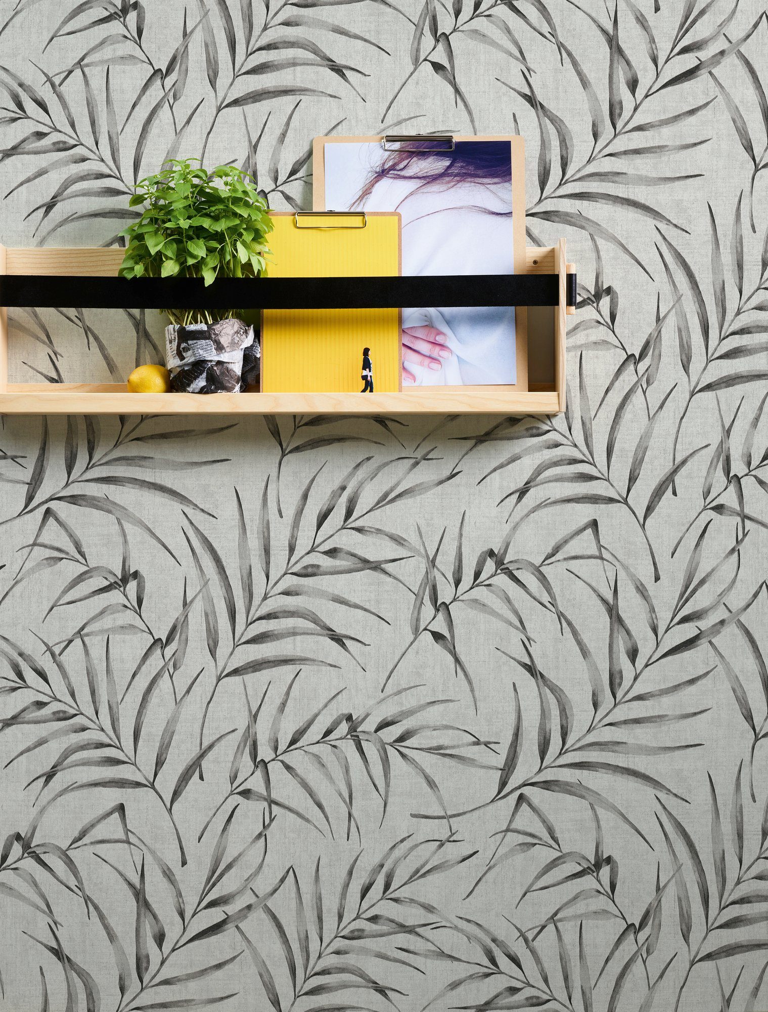Greenery grau/beige Optik, A.S. floral, in mit Dschungeltapete Palmenprint Dschungel Tapete Création Vliestapete Palmen