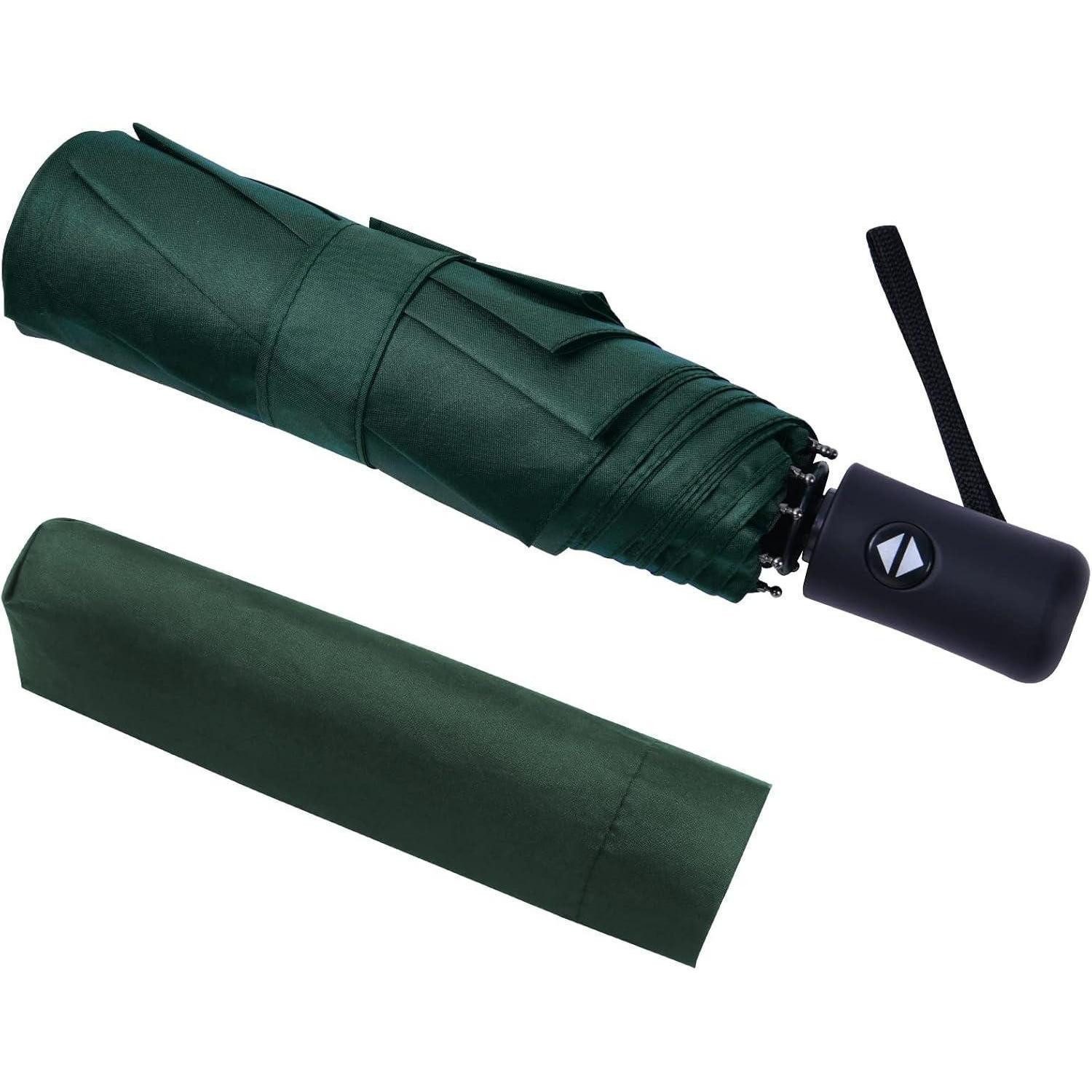 LuxusKollektion Taschenregenschirm Regenschirm Taschenschirm Automatik Teflon 8 Rippen Dunkelgrün
