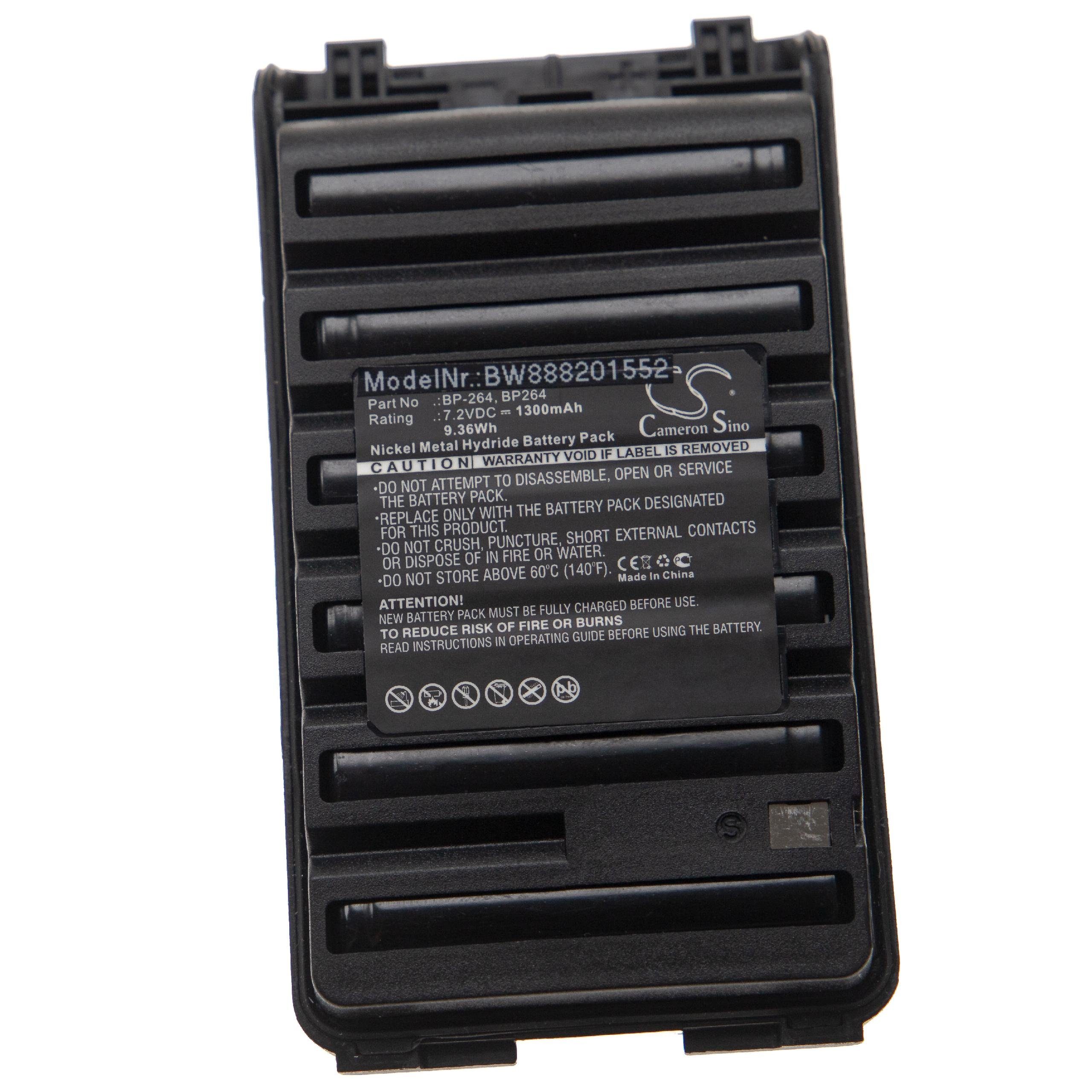 vhbw kompatibel mit Icom IC-V80, IC-V80E Akku NiMH 1300 mAh (7,2 V) | Akkus und PowerBanks