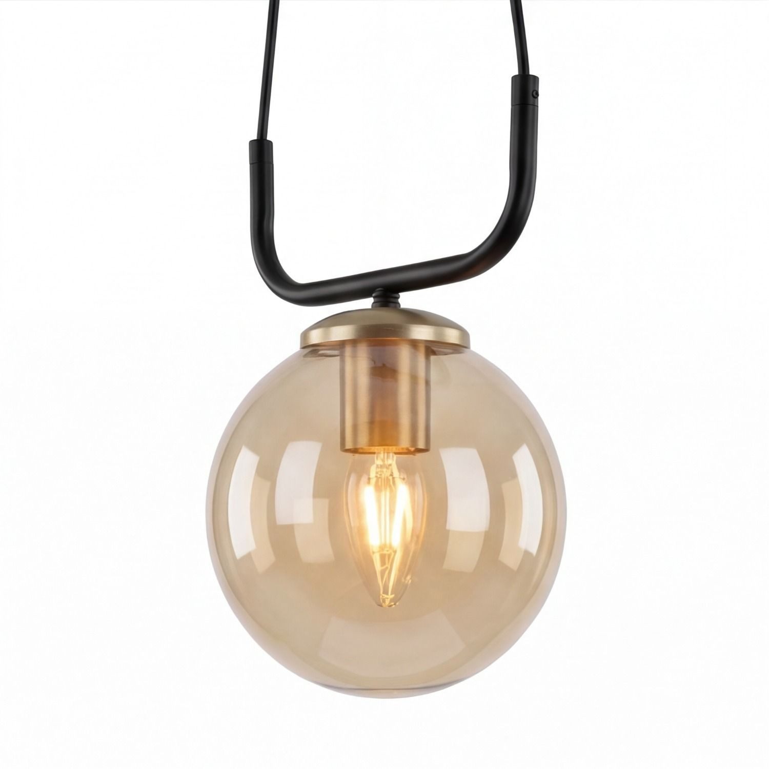 Licht-Erlebnisse Pendelleuchte LUNDEN, ohne Leuchtmittel, Kugel Schirm Ø 245 cm H: max. 72 cm Schwarz Bernstein E27