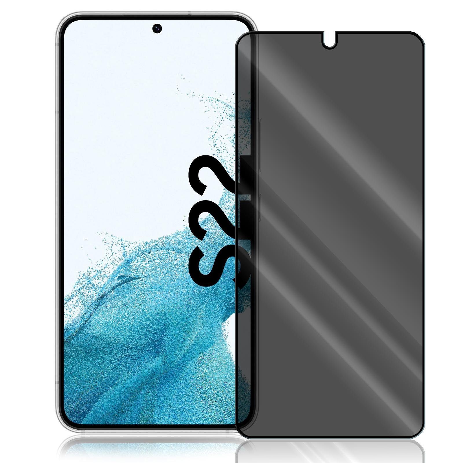 Numerva Schutzfolie Panzer Folie für Samsung Galaxy S22 Echt Glas Folie, (1x Schutzfolie 2x Reinigungstücher), Anti Spy Schutzfolie Blickschutz Glasfolie Sichtschutzfolie