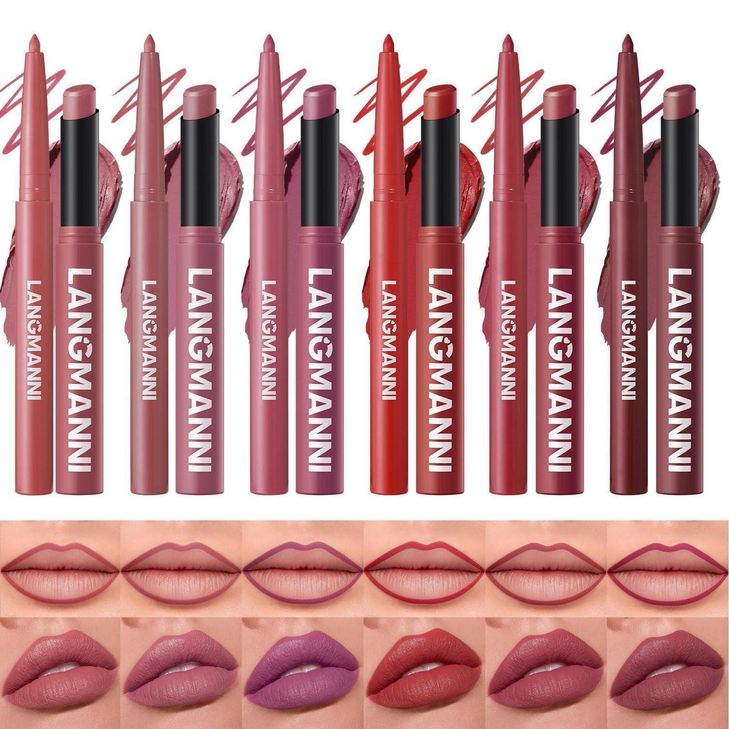 LuxusKollektion Lippenstift-Set Lippen Set Samt Matt Tiefe Nuancen 12-tlg