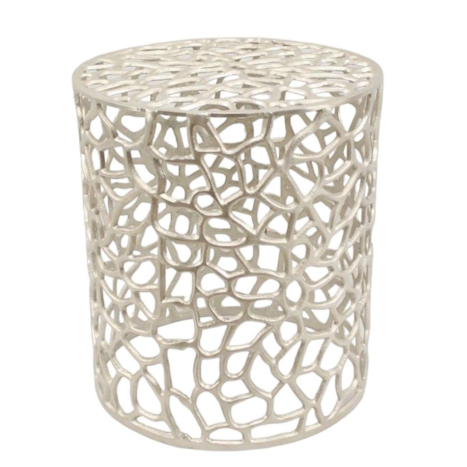 Casa Moro Beistelltisch Metall Tisch Dila Silber rund Designer Couchtisch Sofatisch (im 2er Set oder einzeln, aus Aluminium handgegossen), Kunsthandwerk