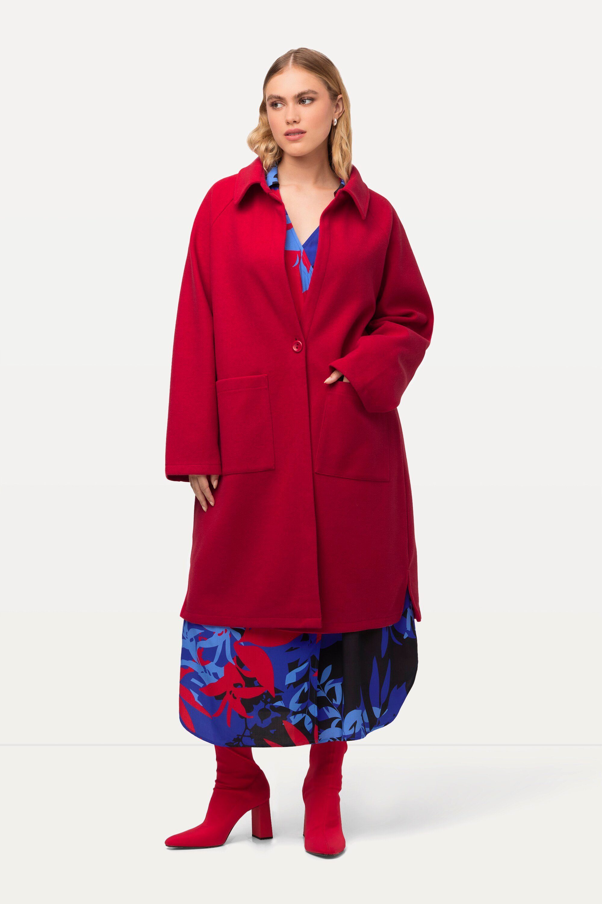 Ulla Popken Sweatjacke Mantel Wolloptik A-Linie günstig online kaufen