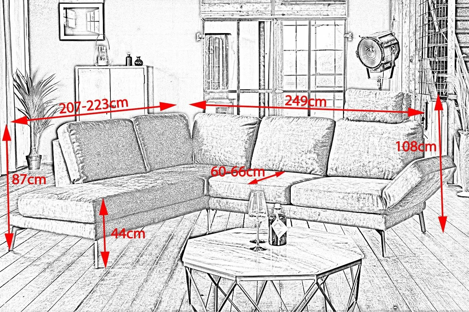 Stoff, Recamiere Ecksofa petrol links, versch. rechts Farben od. KAWOLA Sofa HURRICANE,