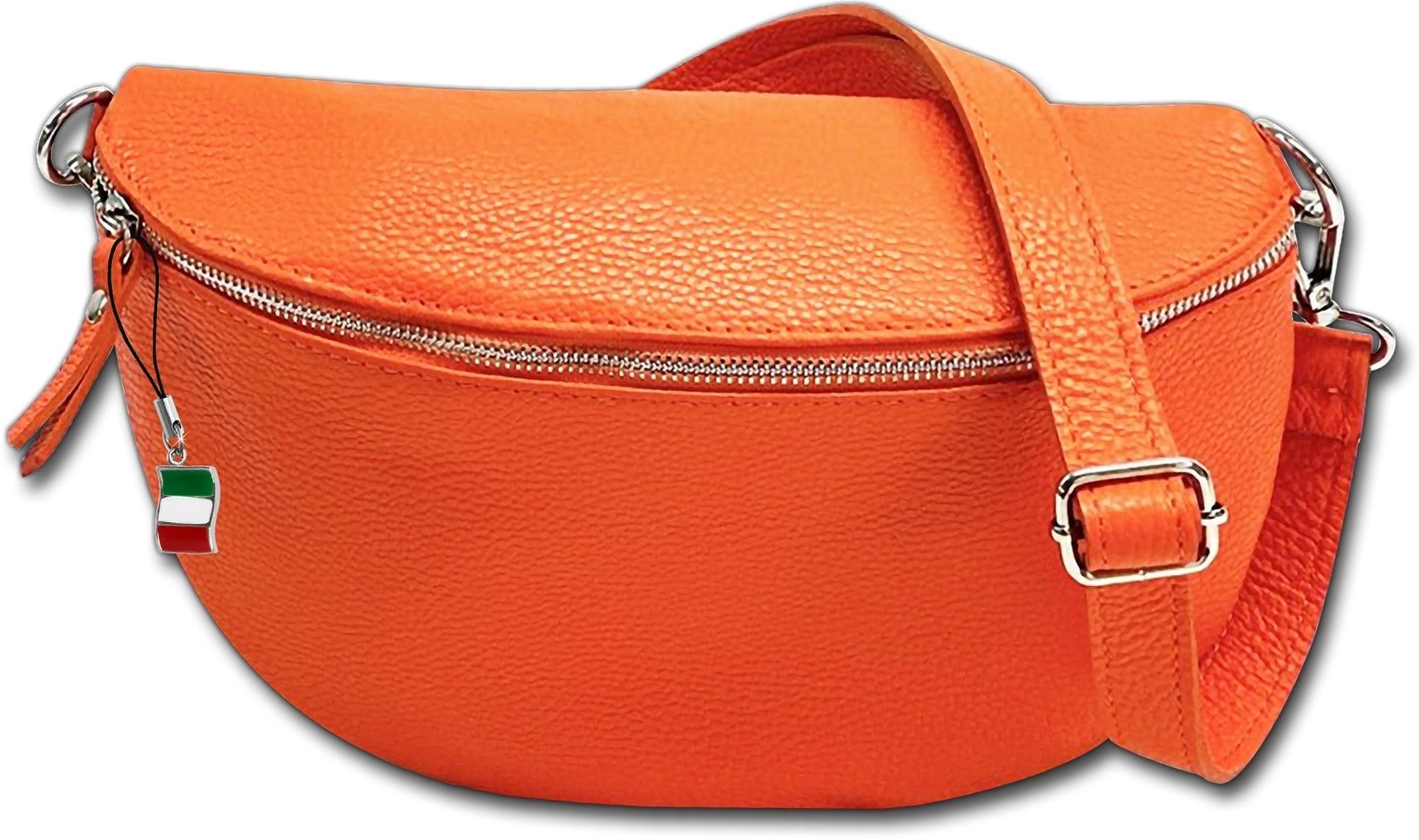 FLORENCE Gürteltasche Florence Echtleder Bauchtasche groß (Gürteltasche, Gürteltasche), Damen Tasche Echtes Leder orange, Made-In Italy