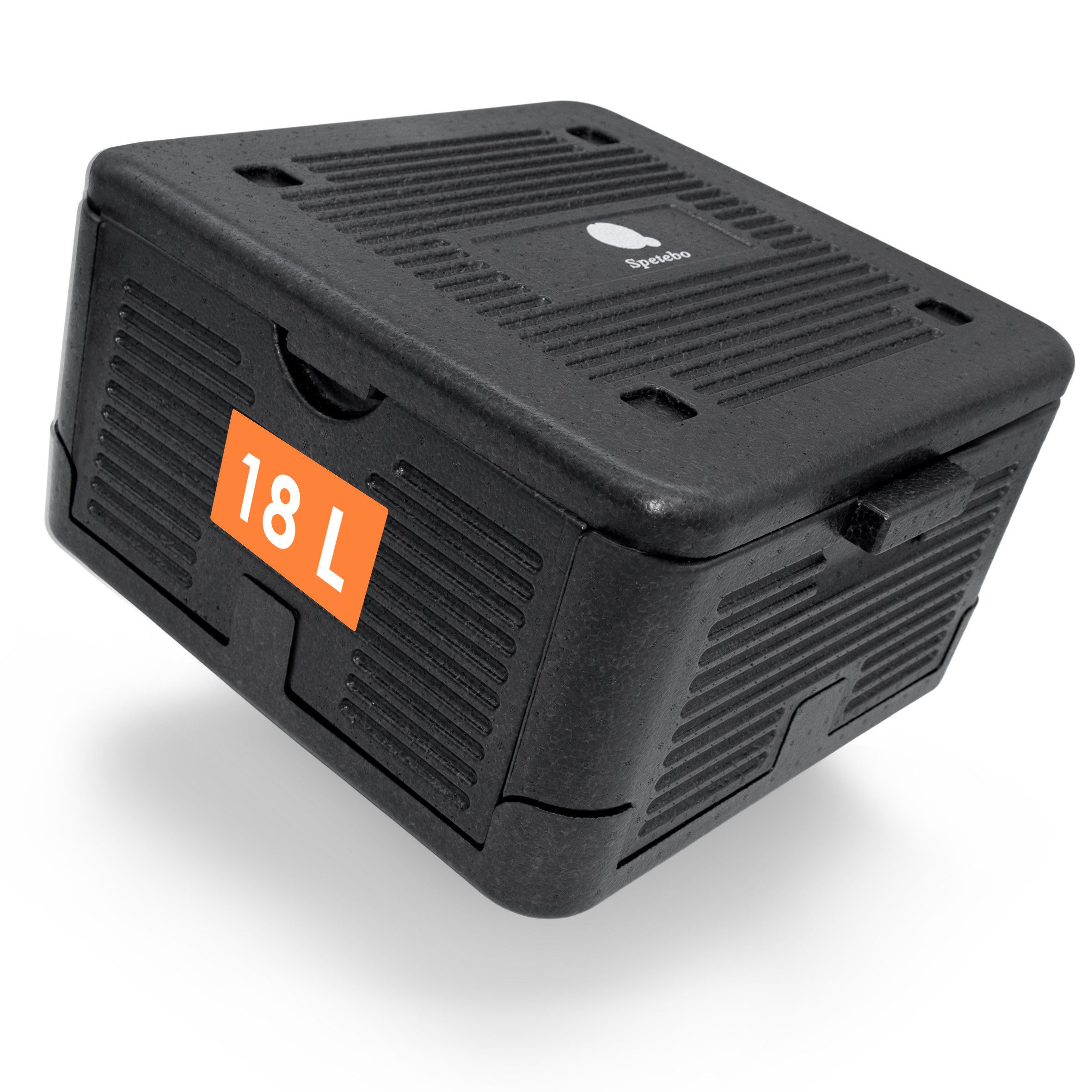 Spetebo Thermobehälter Thermobox faltbar schwarz zum Warmhalten und Kühlen, Syropor (Kunststoff EPP), (Anzahl, 1-tlg., Stück), Handliche Griffmulden