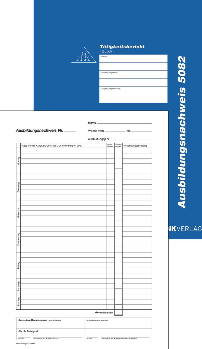 Formularblock Ausbildungsnachweis A4 Block 28 Blatt