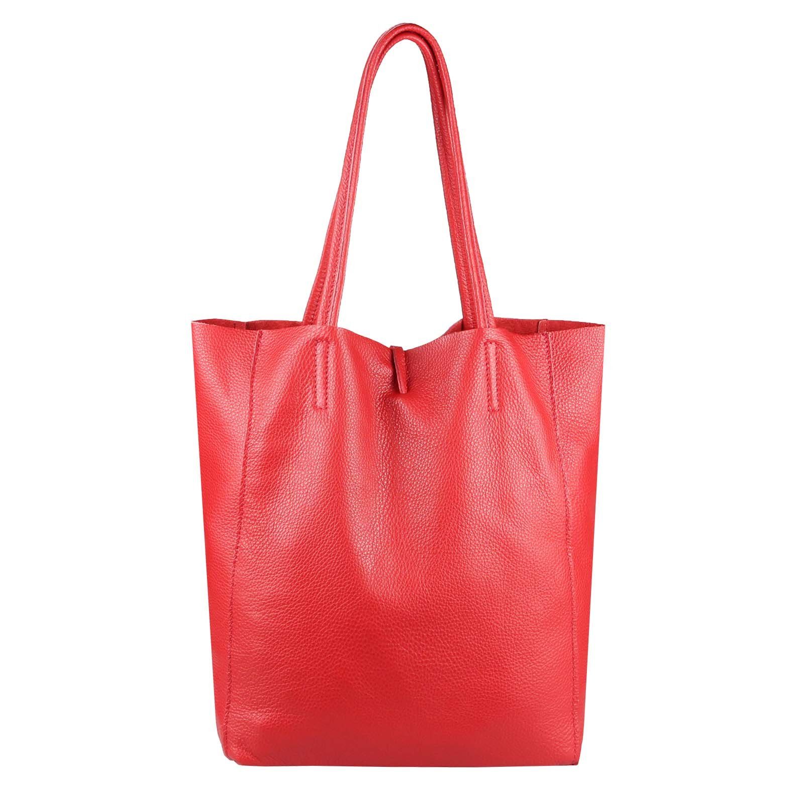 ITALYSHOP24 Schultertasche Made in Italy Damen Premium Leder SHOPPER Tasche HOBO Umhängetasche, Echtleder Business Bag leicht groß klassisch sicher geräumig Beutel