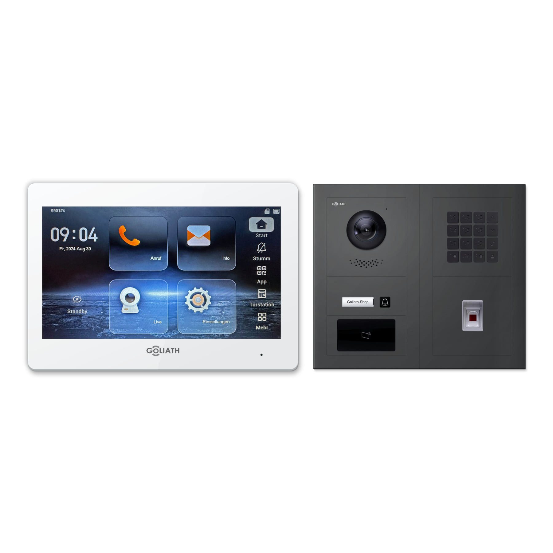 Goliath Intercom Video-Türsprechanlage Premium 2-Draht Set für 1 Familie – Fingerprint/Zahlencode/RFID (Set)