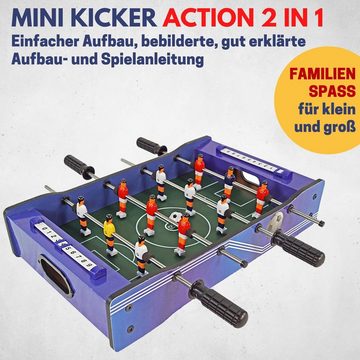 Best Sporting Mini-Tischkicker Mini Tischkicker 2 in 1 Fußball und Hockey I Kickertisch, mit 12 Spielern und 2 Bällen I Mini Football Game