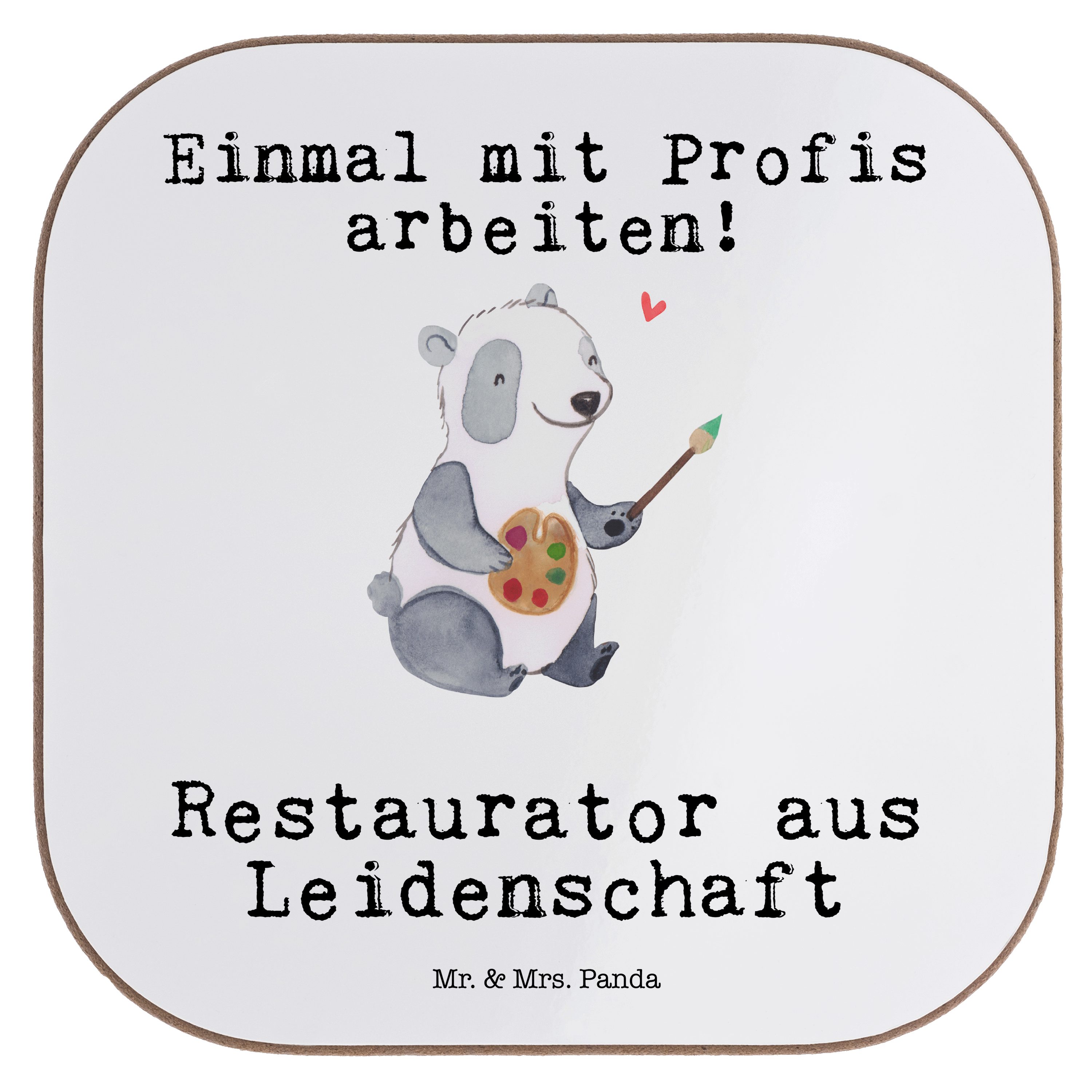 Mr. & Mrs. Panda Getränkeuntersetzer Restaurator aus Leidenschaft - Weiß - Geschenk, Untersetzer Gläser, A, 1-tlg.