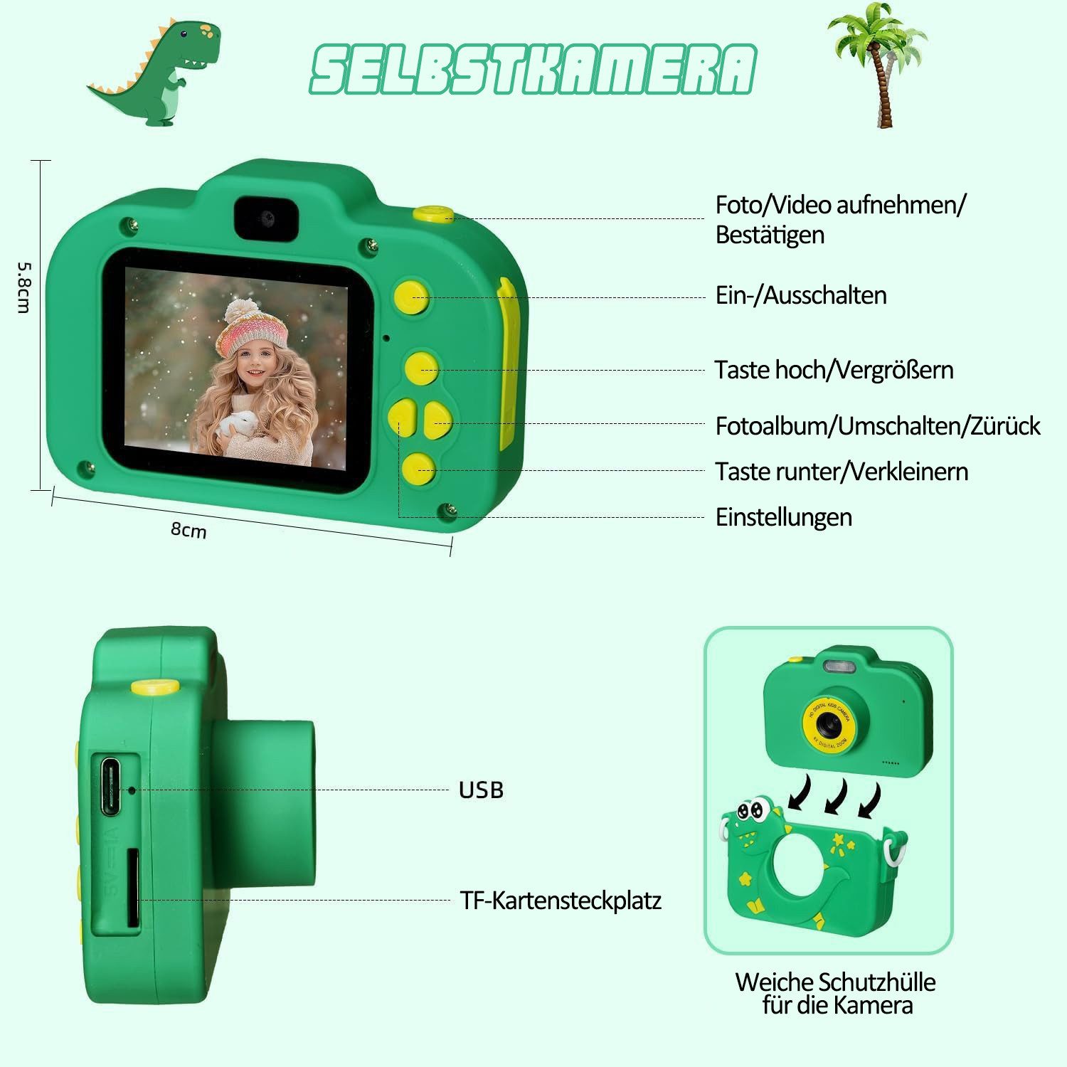 MOPUEA Fotokameras 2" Display 1080P, Spielzeug-Kamera Dinosaurier 32G Karte günstig online kaufen