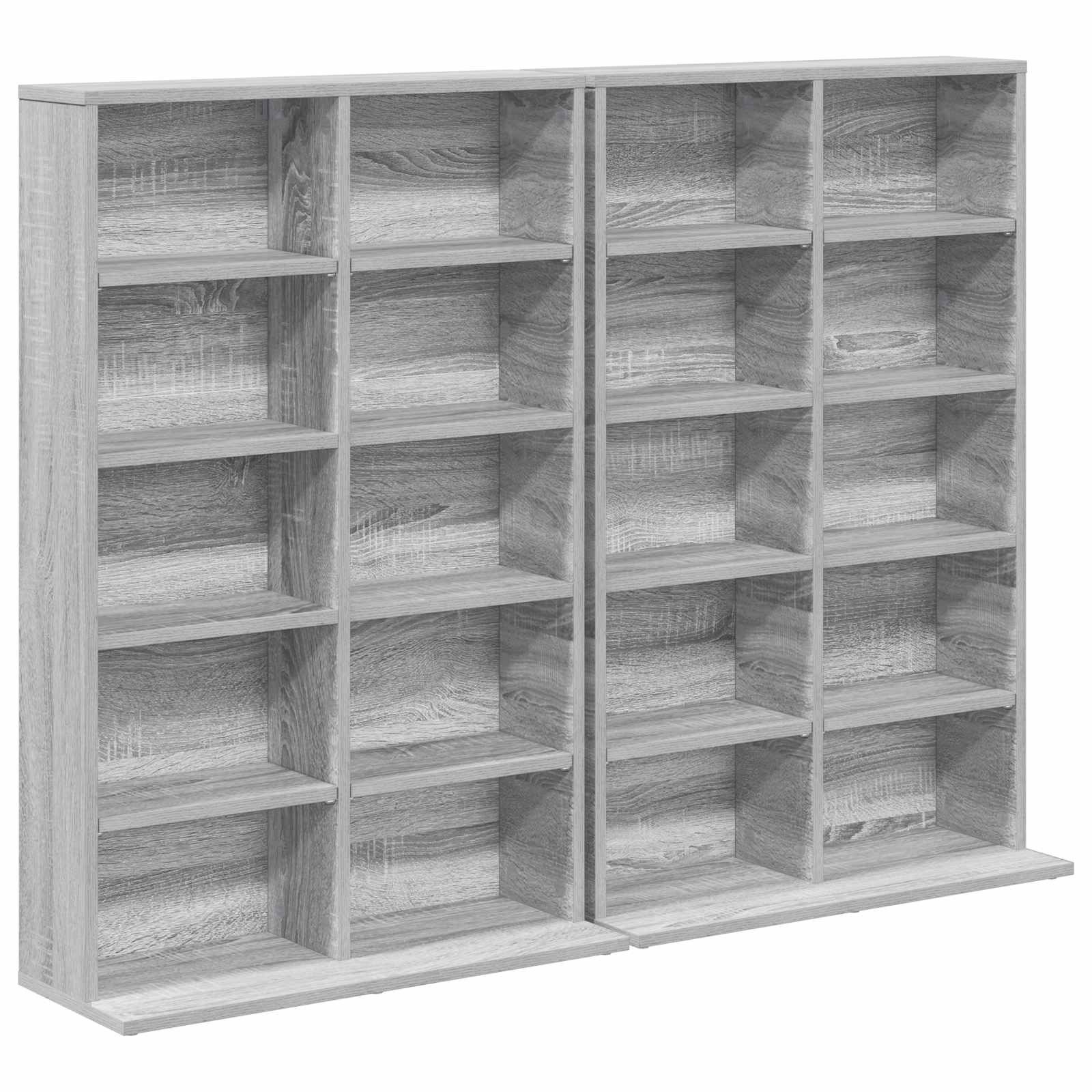 vidaXL Schranksystem CD Regal 2 Stk. Sonoma-Grau 65 x 23,5 x 97,5 cm Holzwerkstoff (2-St)
