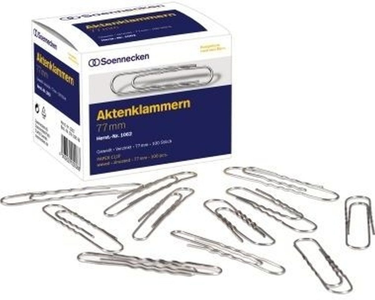 Büroklammer Aktenklammern 77mm verzinkt gewellt VE=100 Stück