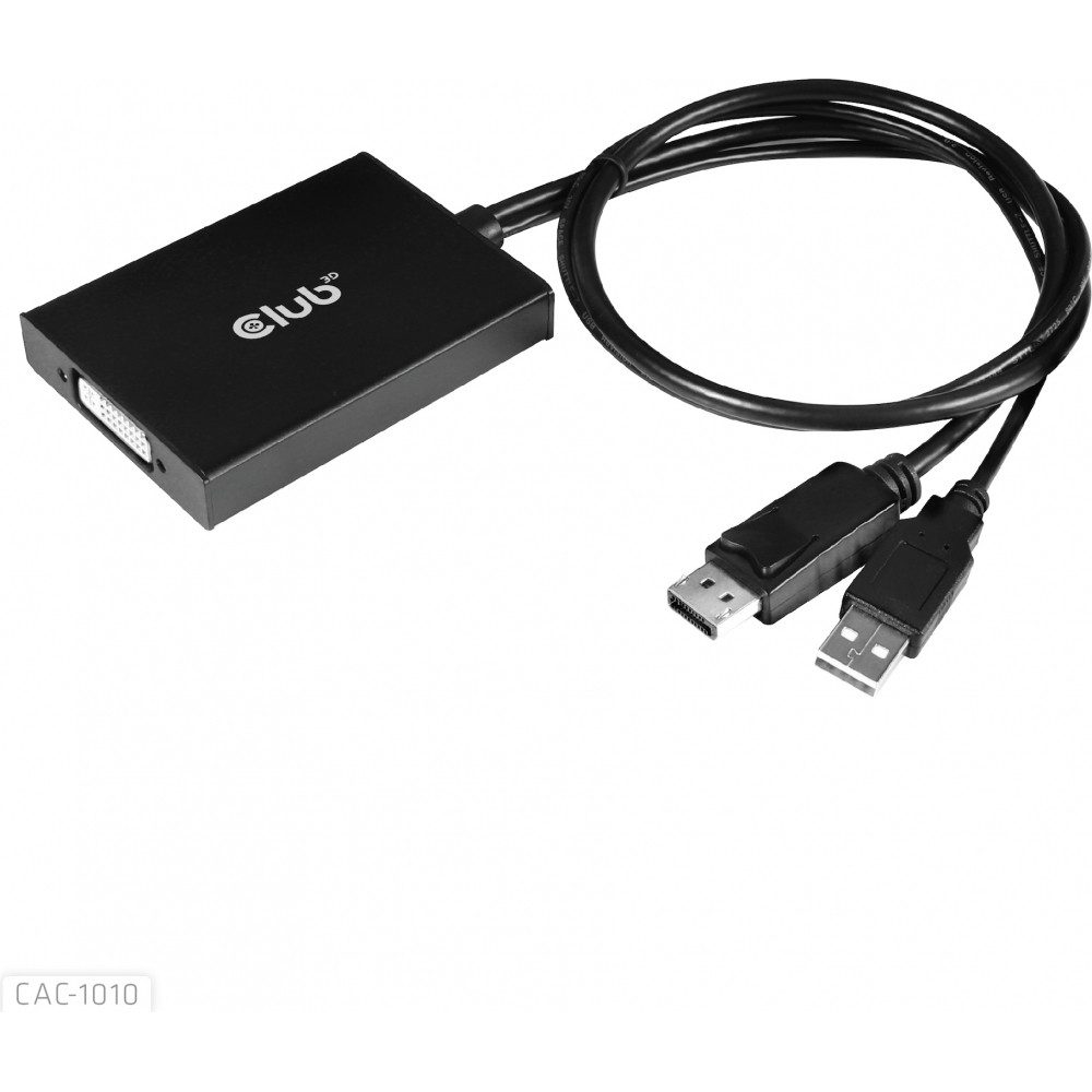 CLUB3D Club 3D DP zu DVI-I Adapter aktiv schwarz - Kabel Computer-Adapter Adapter zu aktiv, Aktiver DP zu DVI-I Adapter mit hoher Bildqualität