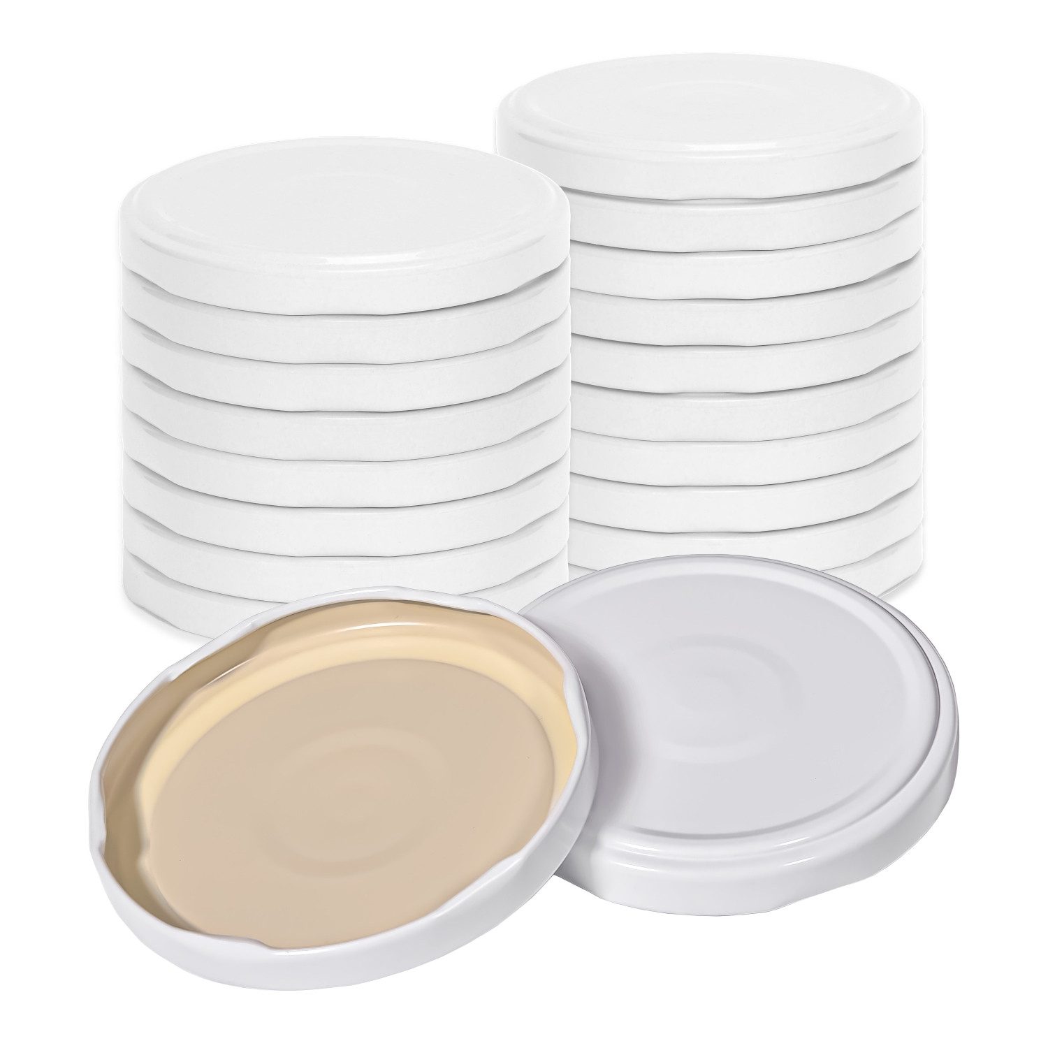 Oputec Einmachglas 20 x Schraubdeckel TO82 Weiß - Twist Off Ersatzdeckel für Einmachläser, Metall, (Sparset, 20 x Ersatzdeckel)
