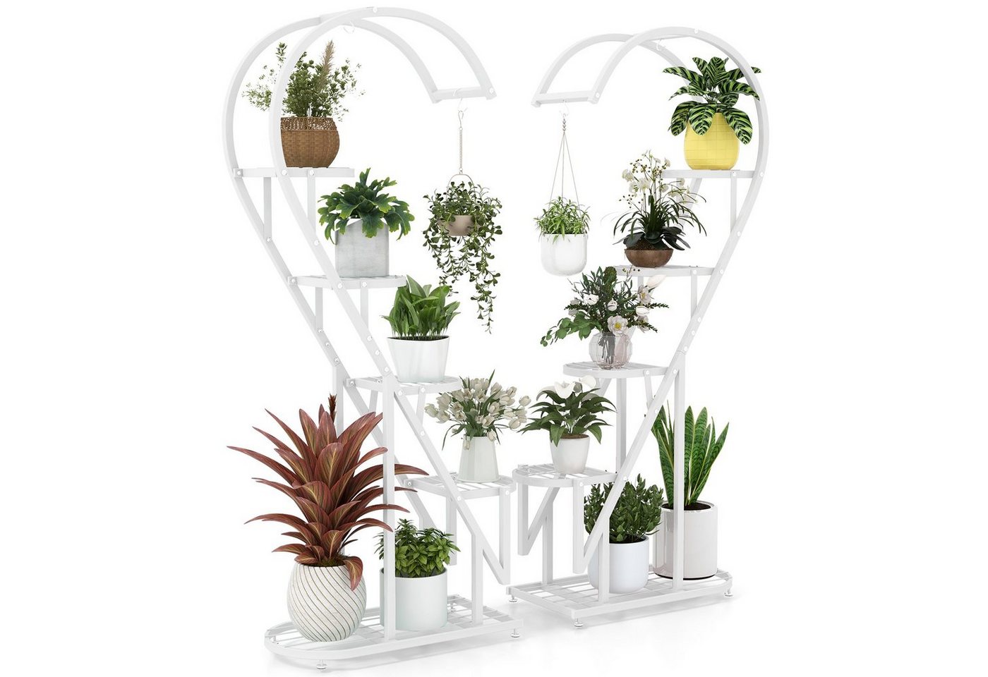 Thumbnail - COSTWAY Blumenständer (2 St), Herzförmig, 5-stufiger Pflanzenständer, mit Haken