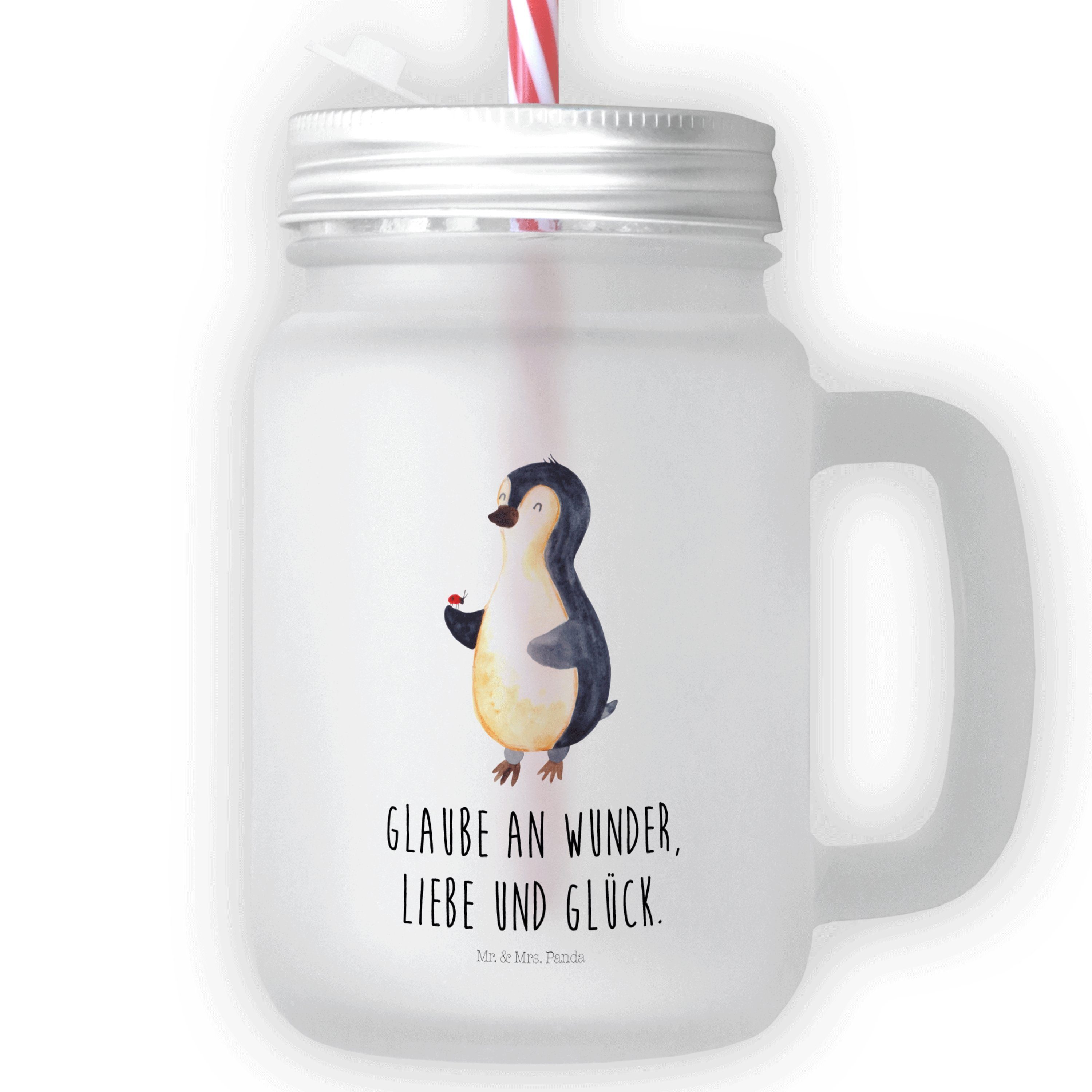 - & Wunder, Transparent Jar, - Mrs. Glas Mr. Stro, Pinguin Marienkäfer Premium Glas Panda Geschenk, Mason