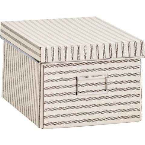 Zeller Present Aufbewahrungsbox Stripes, Pappe, beige