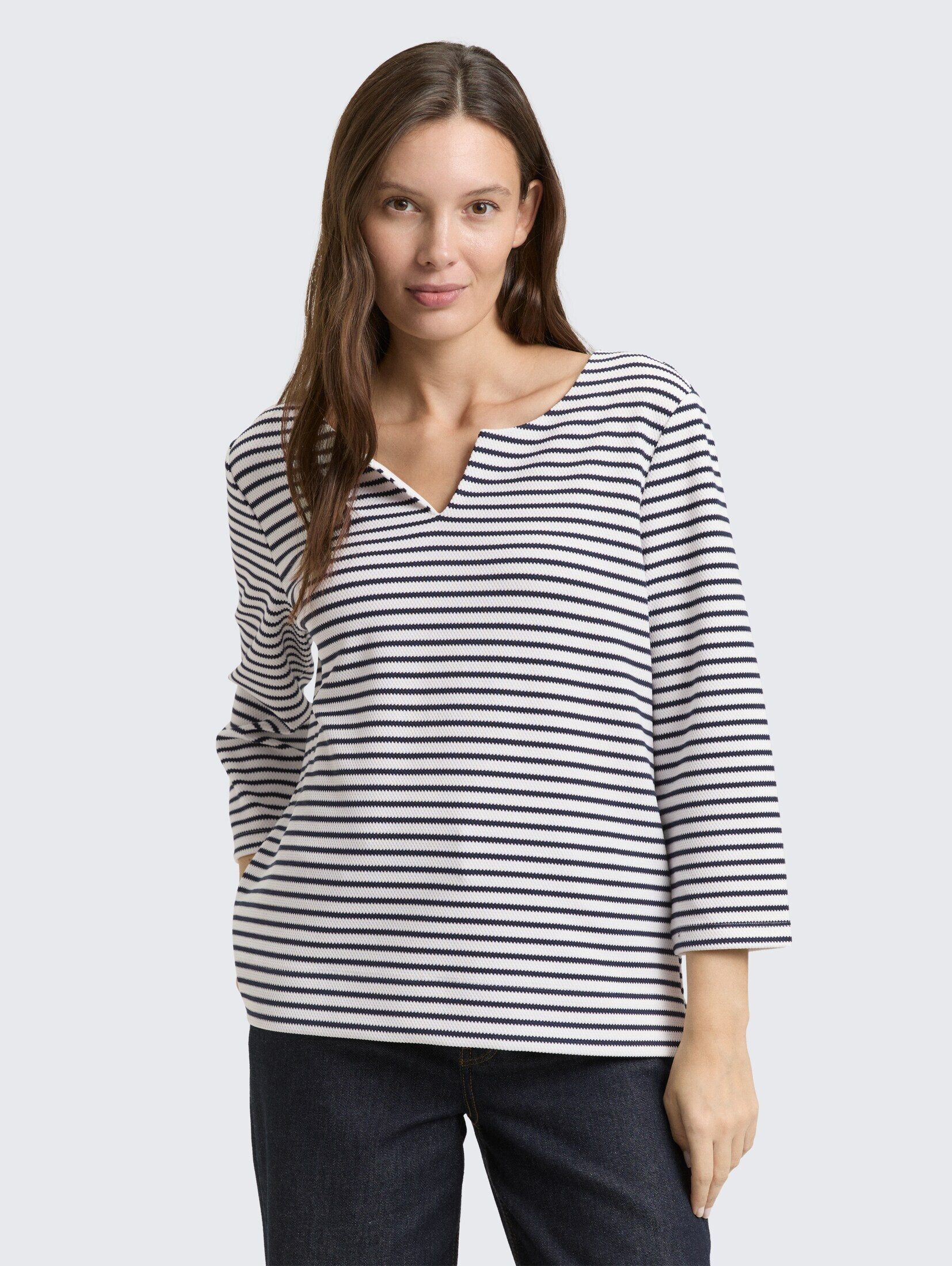 TOM TAILOR 3/4-Arm-Shirt T-Shirt Langarmshirt mit Streifenmuster