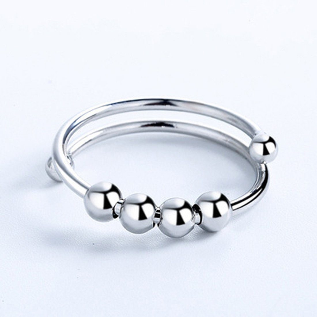 Drehen Männer Perlen Damen Angst für Haiaveng Ringe Ringe Ring, Ring, Fingerring Anxiety Spinner Verstellbare Silber mit Set