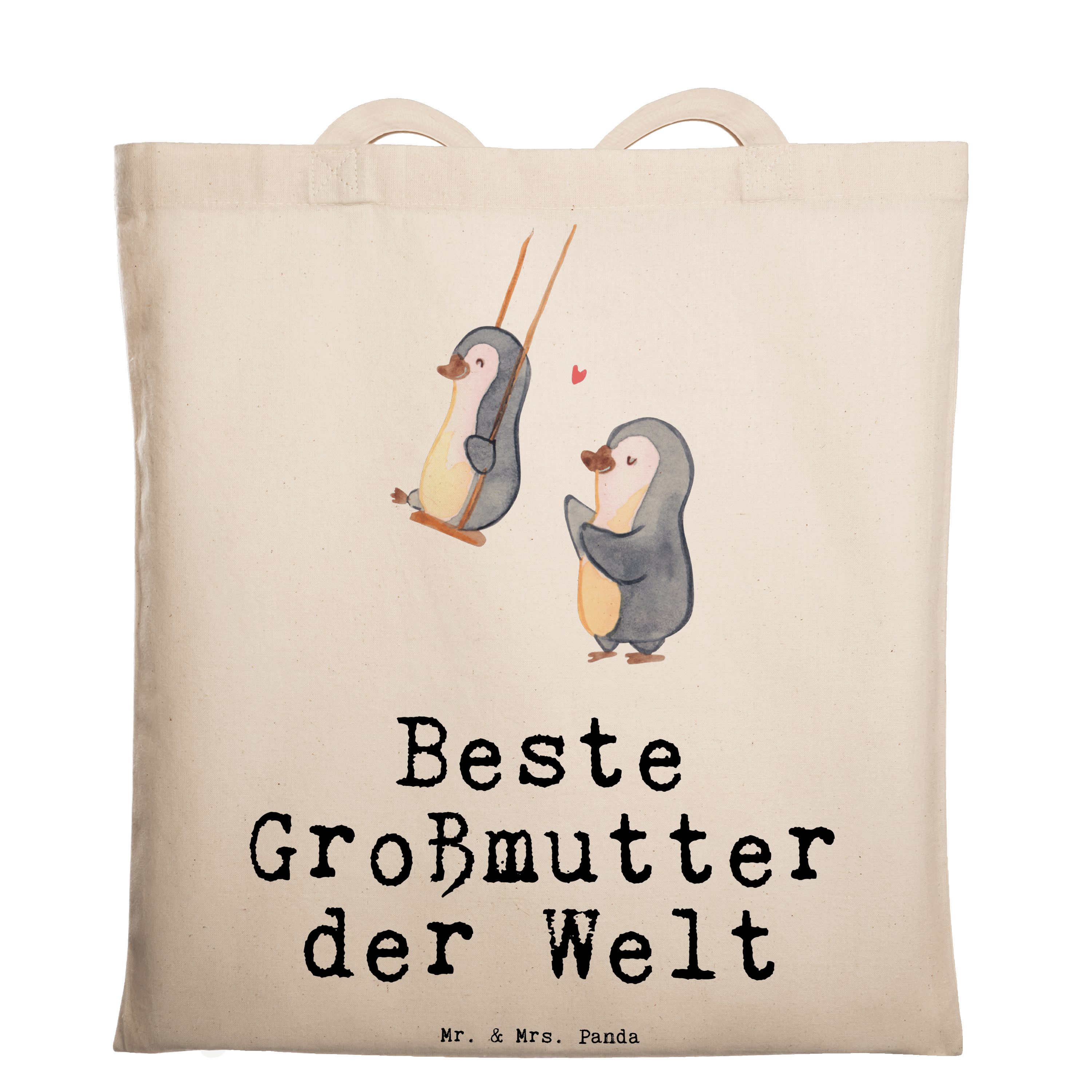 Geschenk, Beste Panda Mrs. Mr. Tragetasche (1-tlg) - der & Großmutter - Oma gewor Pinguin Transparent Welt