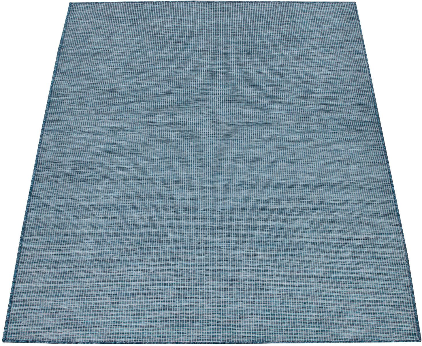 Teppich Sonset, Paco Flachgewebe, Outdoor 4 und mm, Home, rechteckig, navy/blau geeignet, In- Höhe: Wohnzimmer meliert