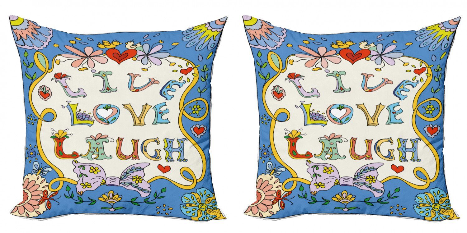 Digitaldruck, Accent Stück), Kissenbezüge floral Abakuhaus (2 lache Liebe Doppelseitiger Modern Lebe Doodles