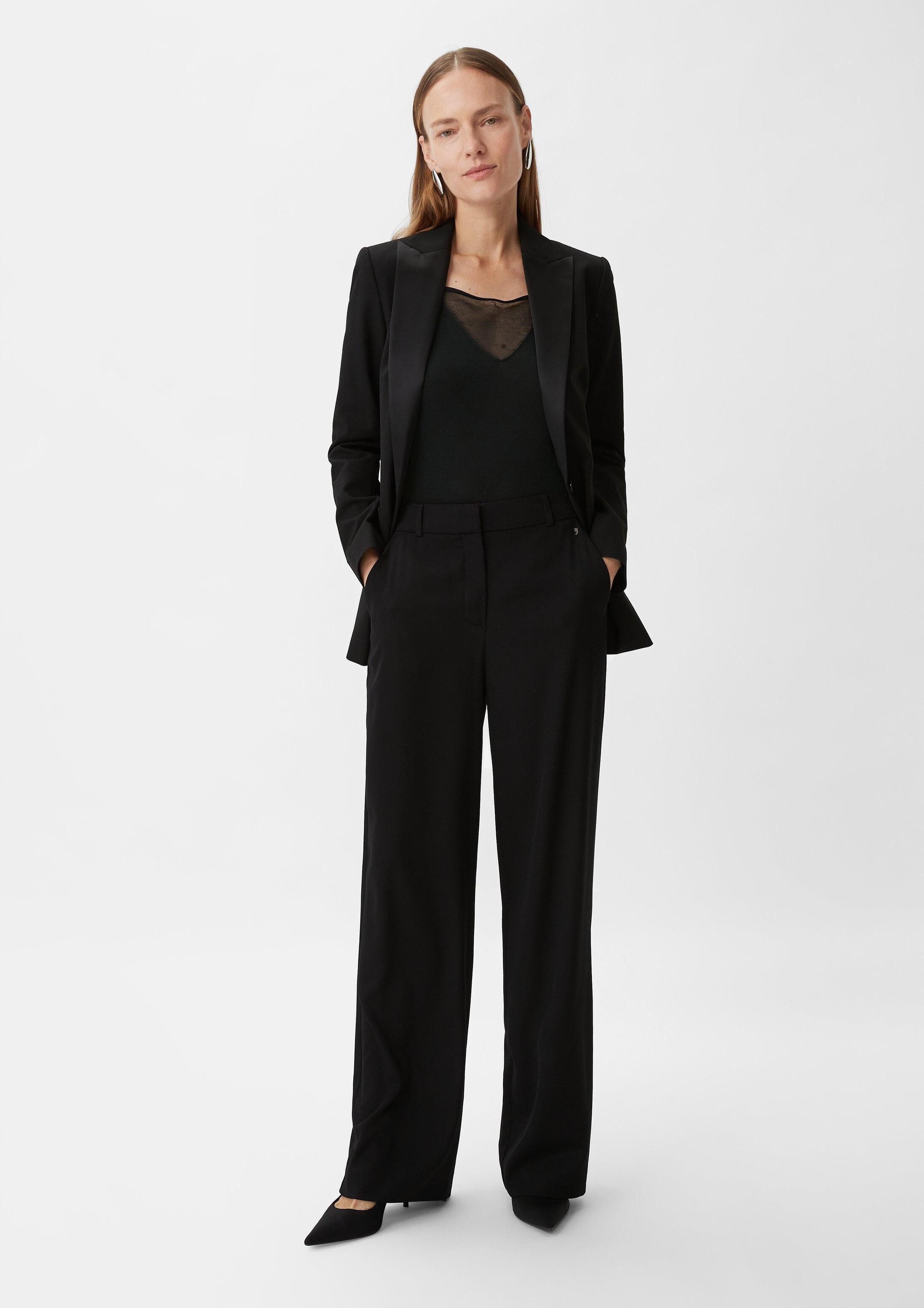 comma Rundhalspullover Strickpullunder Stricktop mit transparentem V-Ausschnitt