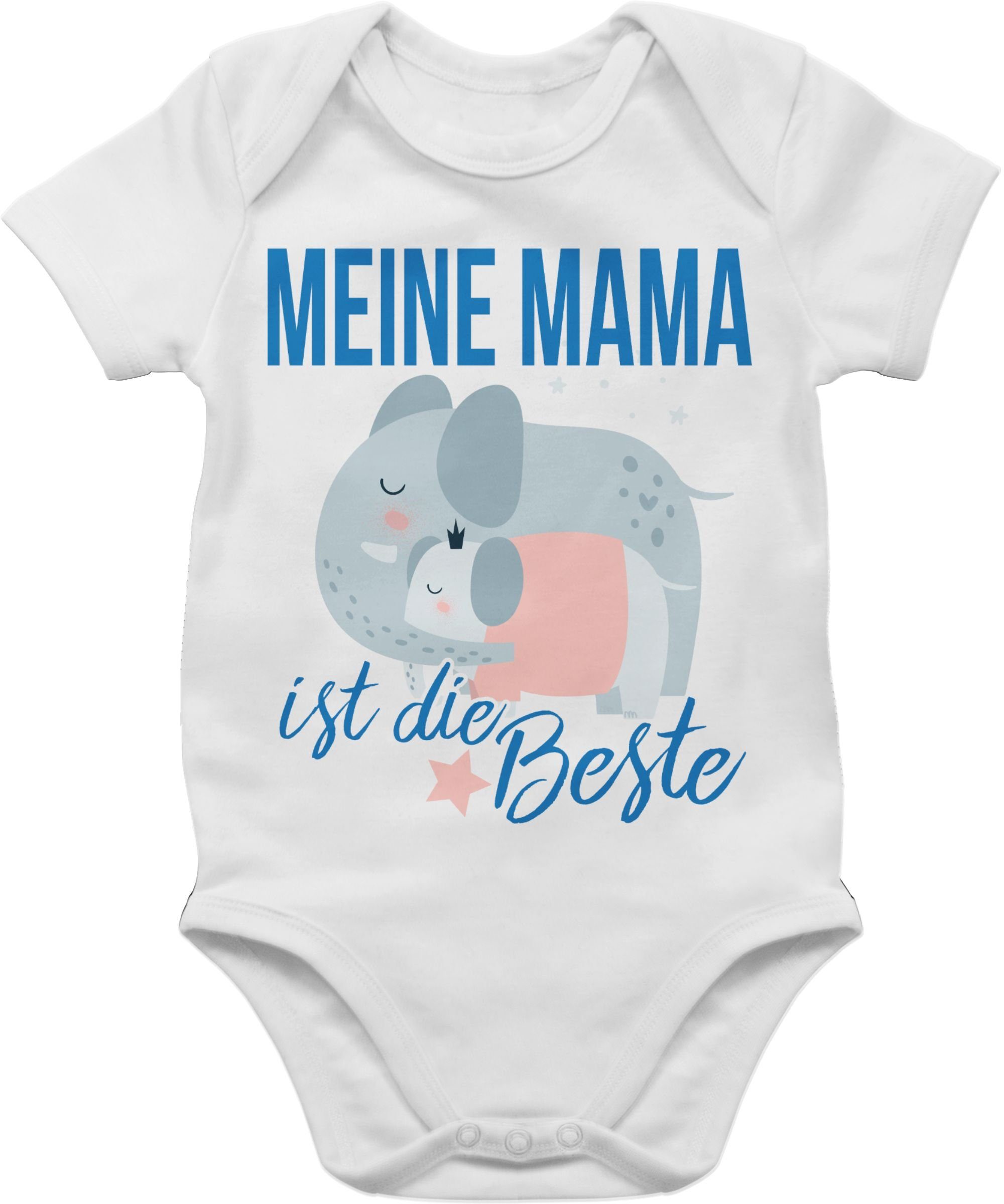 Shirtracer Shirtbody Meine Mama ist die Beste Elefanten (1-tlg) Muttertagsgeschenk 1 Weiß | Shirtbodies
