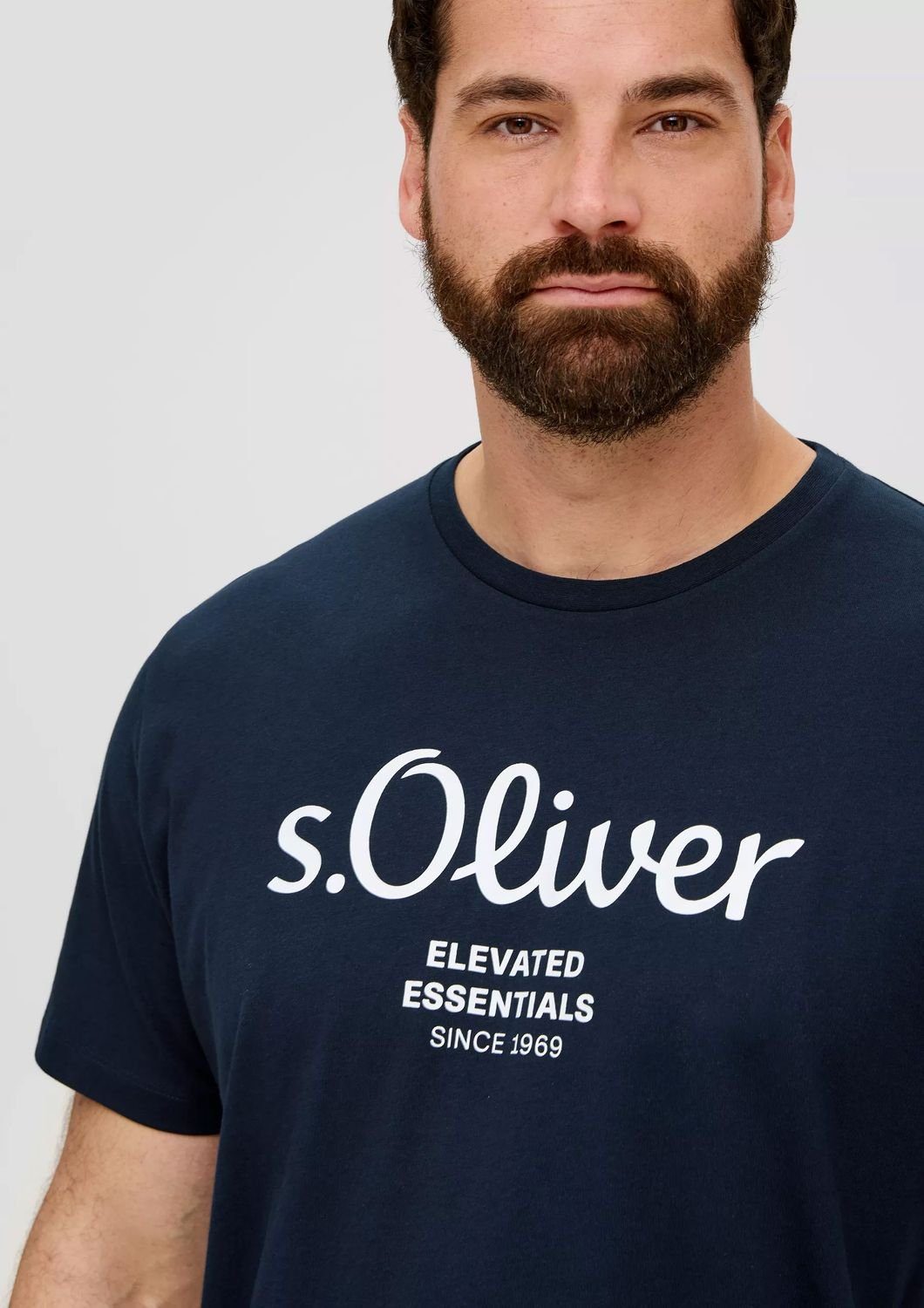 s.Oliver im Logo-Aufdruck Pack kurzarm, T-Shirt mit 2er (2-tlg) Rundhals-Ausschnitt, Navy