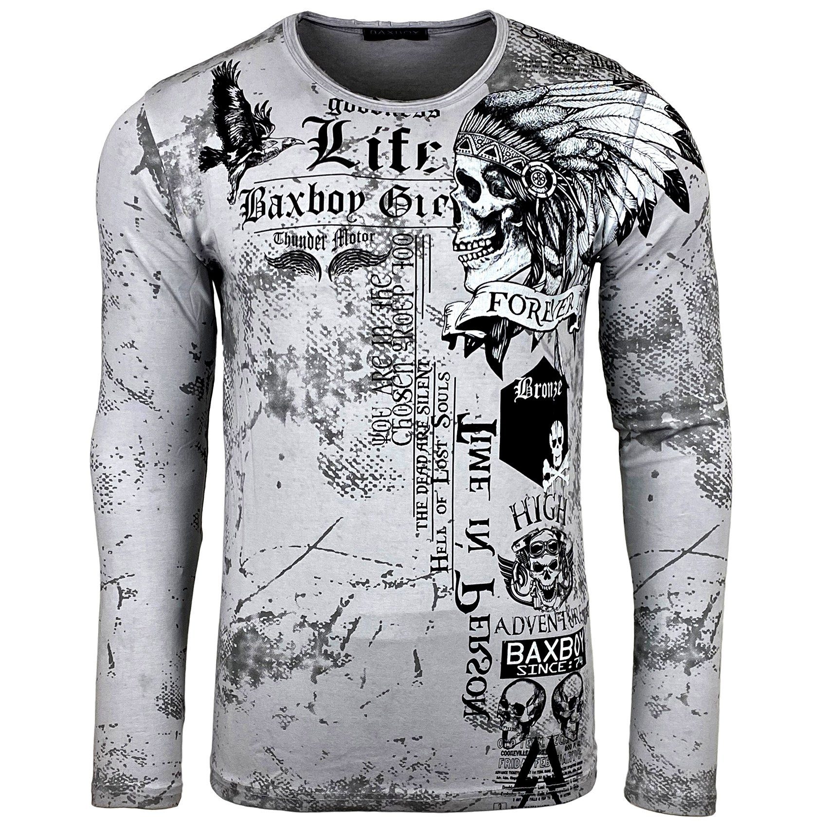 Baxboy Longshirt Baxboy Herren Longsleeve All Over Plakativer Front & Back günstig online kaufen