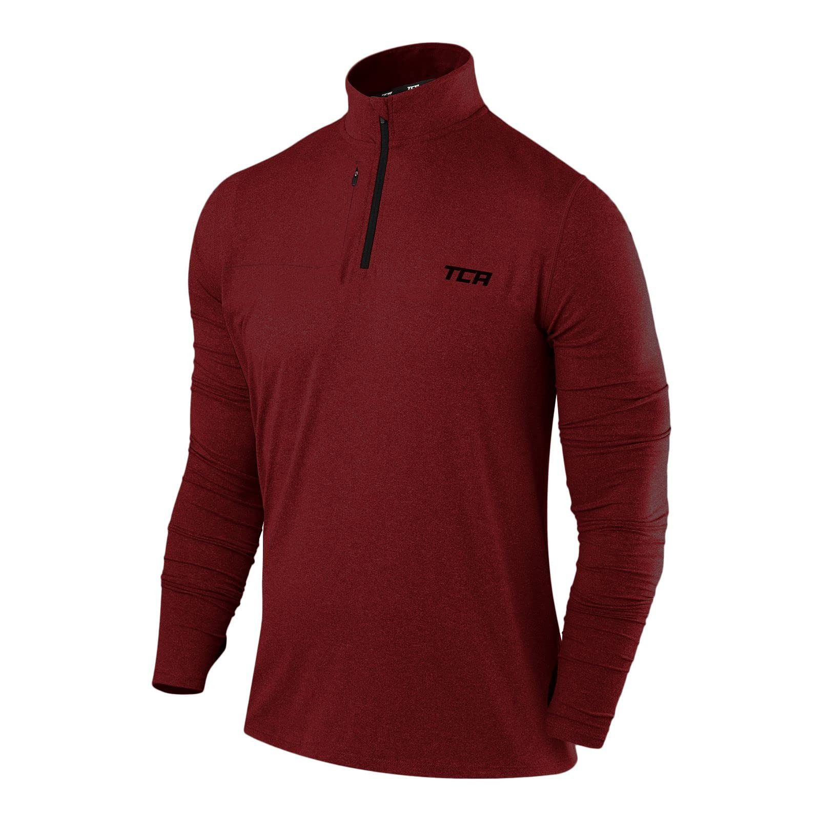 TCA Trainingsshirt TCA Herren Laufshirt mit Reißverschluss - Rot/Schwarz, L günstig online kaufen