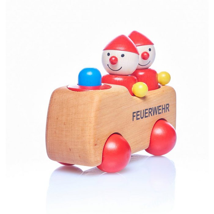 LeNoSa Spielzeug-Auto Pfingstweid • Feuerwehr mit Hupe • Holzspielzeug Auto (3-tlg)