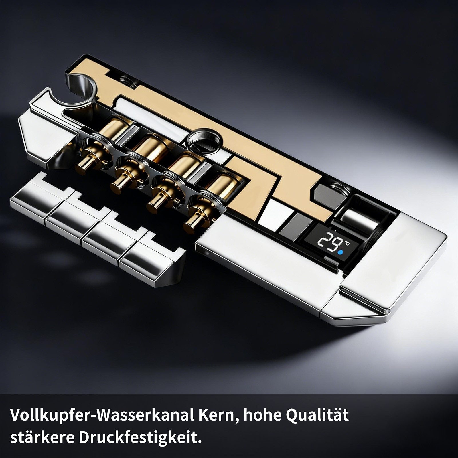 HOMELODY Duschsystem Duscharmatur Komplettset mit Glasablage - Regendusche mit Armatur, 3 Strahlart(en), Set, Duscharmatur mit Klavierknopf,4 Strahlarten mit Wa – Bild 5 von 5