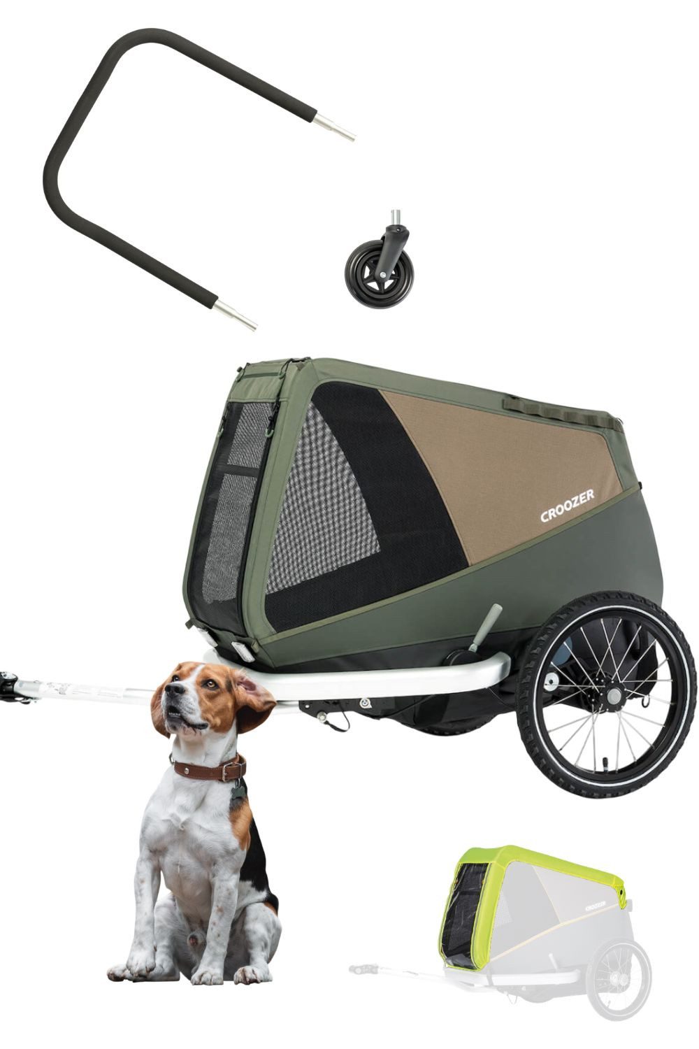 Croozer Fahrradhundeanhänger Dog Mikke Flex & Go Bundle (inkl. Buggyset und Regenverdeck)