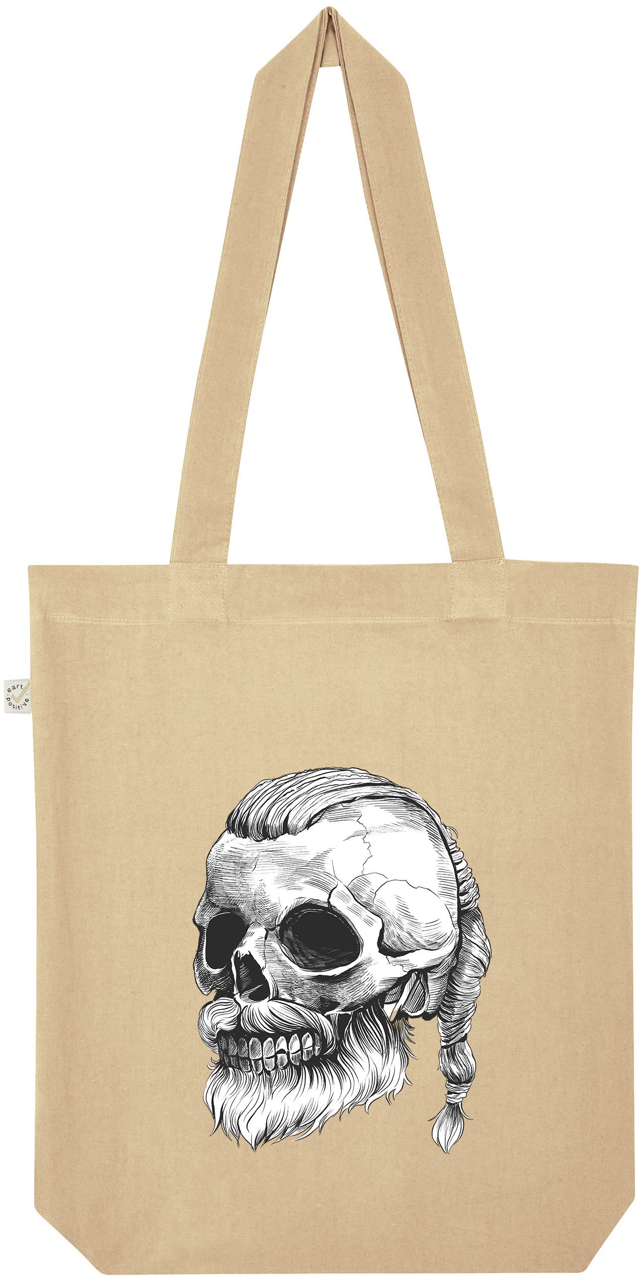 Youth Designz Tragetasche Viking Skull Totenkopf Jutebeutel Tasche Lange Henkel, mit trendigem Print