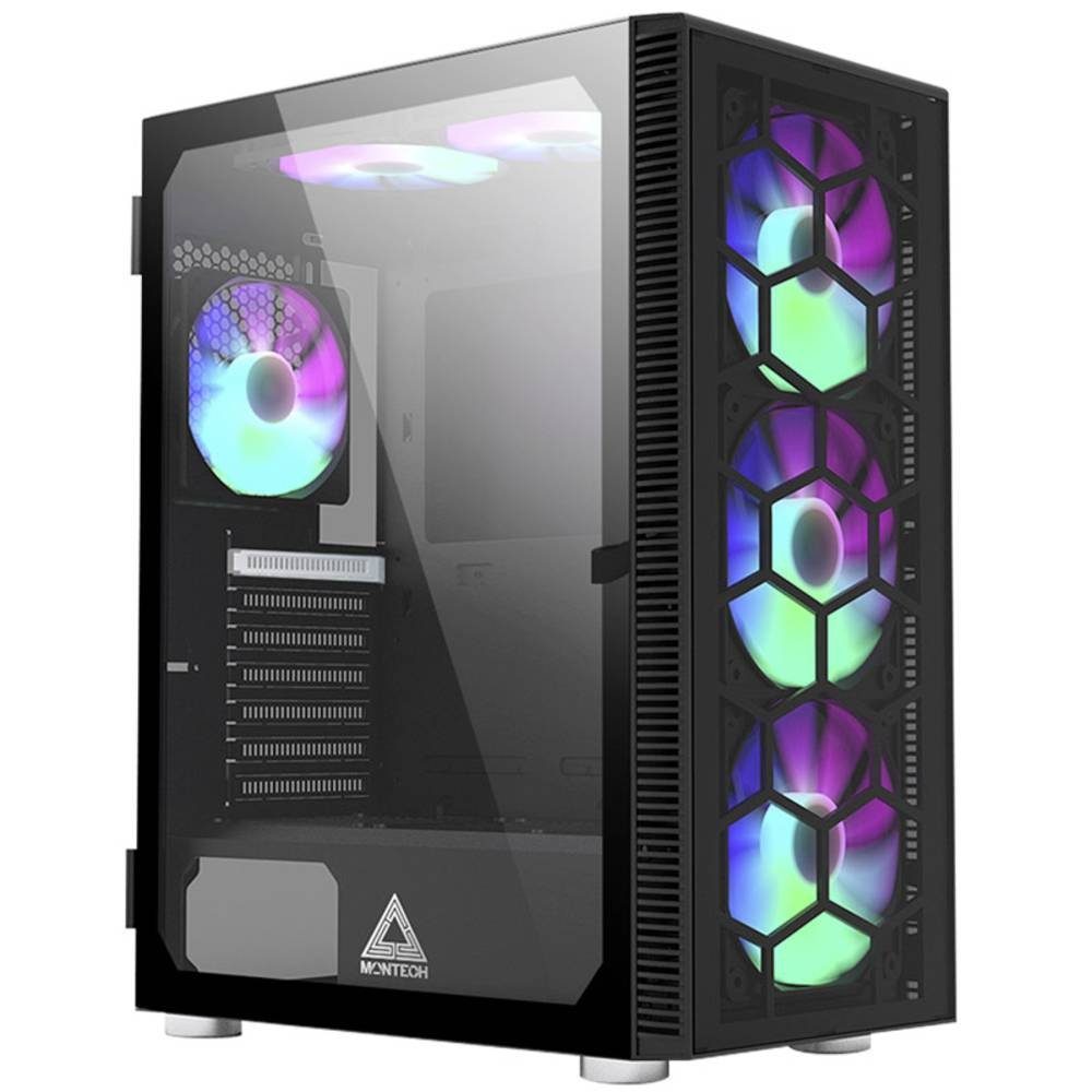 MONTECH PC-Gehäuse Midi-Tower, RGB, Tempered Glass X3 GLASS BK