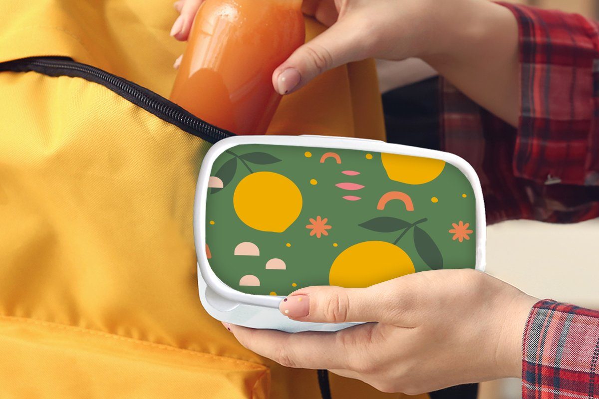 für Kinder Jungs Rosa Design, Lunchbox Kunststoff, MuchoWow und weiß Mädchen Zitrone und Brotbox (2-tlg), Brotdose, - - Erwachsene, für