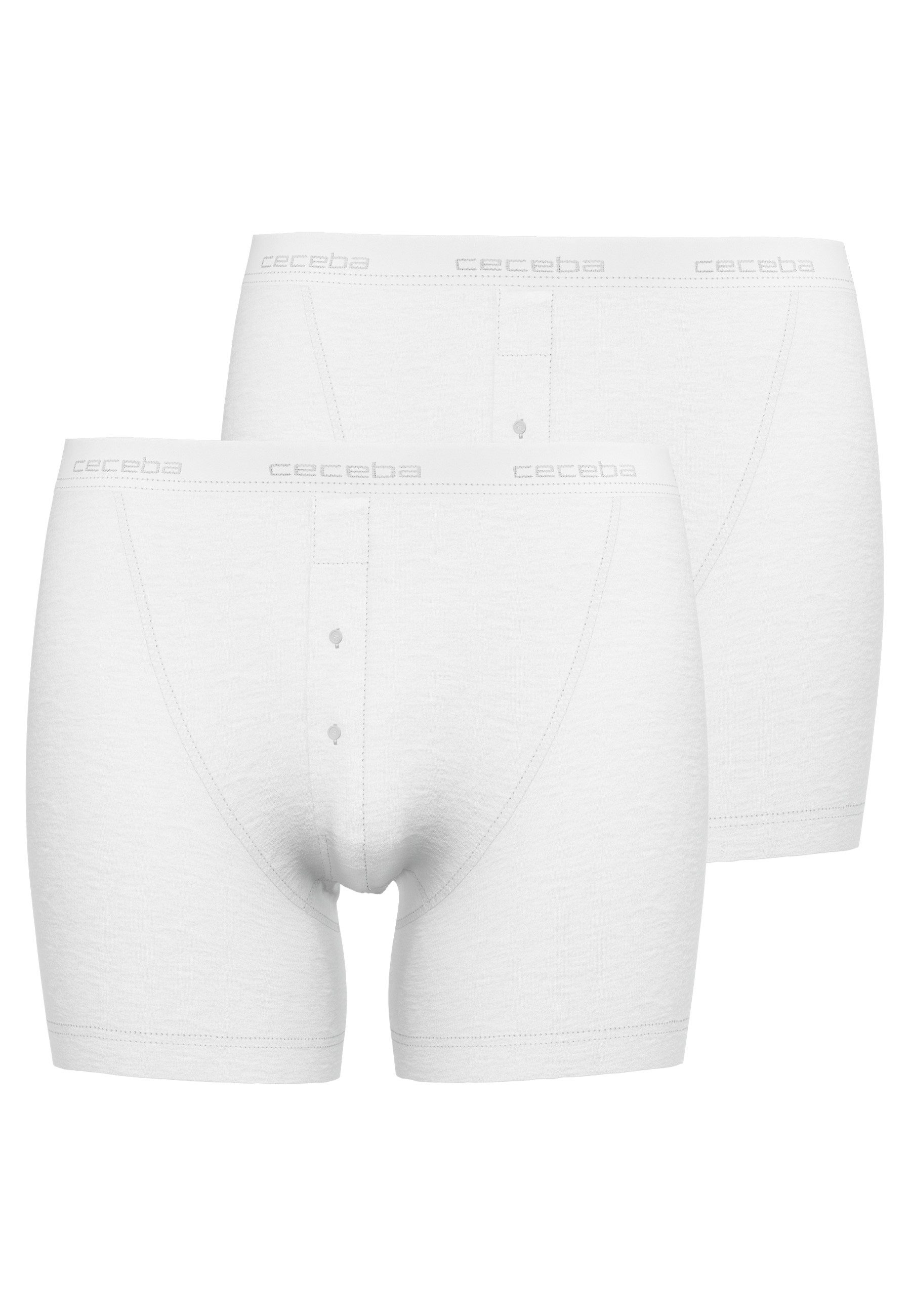 CECEBA Langer Boxer CECEBA Herren Long-Pants weiß uni 2er Pack (2-St)