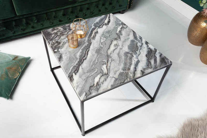 riess-ambiente Couchtisch ELEMENTS 50cm grau / schwarz, Wohnzimmer · Marmor · eckig · Metall