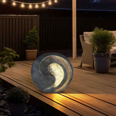 etc-shop LED Solarleuchte, LED-Leuchtmittel fest verbaut, Warmweiß, Solarleuchten Steinoptik für Außen Gartenskulptur für Außen Solarlicht