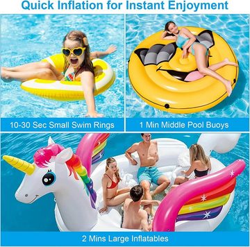 XDeer Akku-Luftpumpe Elektrische Luftpumpe Akku Drahtlose 2 in 1 Inflate und Deflate, Wiederaufladbare Akku mit 3 Luftdüse,für Luftmatratze Pool