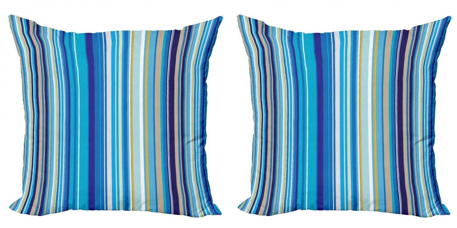 Kissenbezüge Retro Abakuhaus Vertikale Streifen Stück), (2 Kunst Blau Modern Accent Doppelseitiger Digitaldruck,